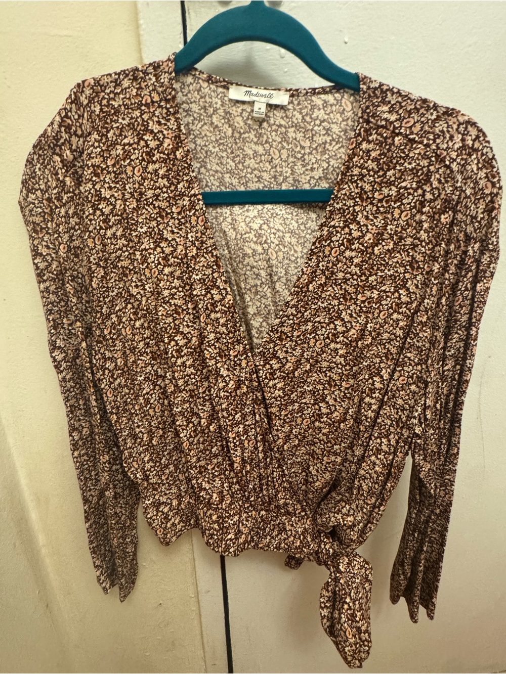 Madewell Brown Ditsy Floral Wrap Blouse - Picture 2 of 6